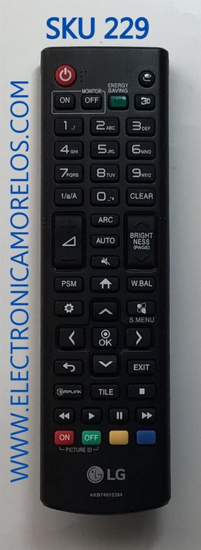 CONTROL REMOTO ORIGINAL NUEVO  PARA SMART TV LG / AKB74915384 / MODELOS 32LS33A5B / 32SM5C-B / 43SE3KB / 47LS33A5B / 47WV50BRB / 55EF5C-M3 / 55EG5CD-C / 42LS55A / 49SM5C / 49SM5KCB / 55LV77A5B / 55SE3B-B / 47LS33A5B / 55EF5CM2 / 55EV5D2V / 49UH5CB 